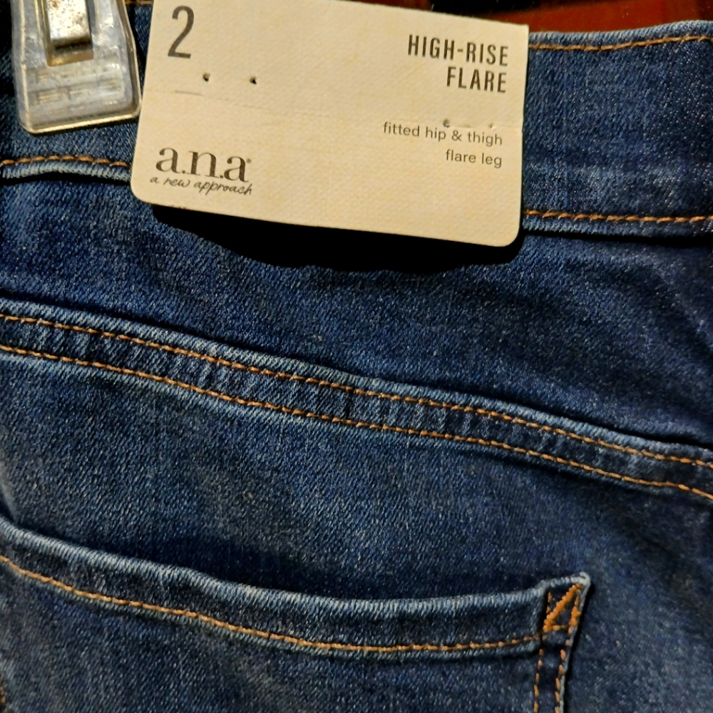 a.n.a. high rise flare dark rinse denim jeans size 2 nwt